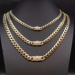 Hiphop Iced Out 7/9/11Mm Custom VVS Moissanite Clasp Necklaces 14K Gold Sparkling Cuban Link Chain