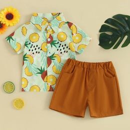 Clothing Sets Toddler Boy Short Set Hawaiian Outfit Baby Summer Gentleman Sleeve Fruit Tree Print Shirt Shorts Clothes