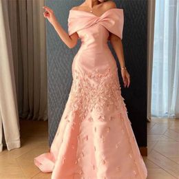 Платья для вечеринок румян розовый роскошный арабский вечер с плеча атласные бусинки Abendkleider Luxus 2024 Платье для выпускного вечера Женщины