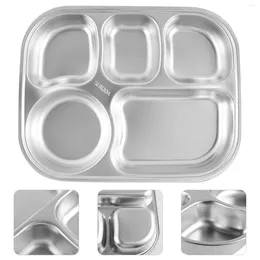Mugs Metal Plate Stainless Steel Serving Tray Kitchen Divided Utensils Dish Food Lunch Box Home