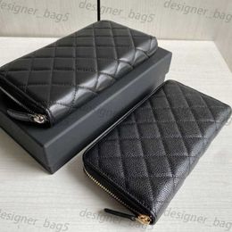 designer wallet men purse card holder Classic Caviar Ball Pattern Long Zipper Wallet Women Long Clip Genuine Leather Wallet Small Handbag Cowhide Leather Wallet