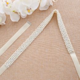 Sesthfar pérolas cinturões de casamento faixas de noiva feitas de pérolas de pérolas de pérolas de noiva Acessórios de casamento