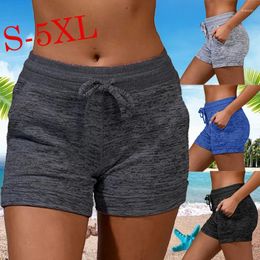 Women's Shorts Women Casual Silm Fit Short Pants Summer Jogging High Waist Yoga Drawstring Sports Fitness Cotton Solid S-5XL