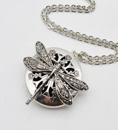 5pcs Dragonfly Design Lockets Vintage Essential Oil Diffuser Necklace Aromatherapy Locket Pendant Statement Necklace Jewelry Chris5904749