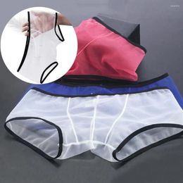 Underpants Men Boxer Briefs Men's Moisture-wicking Low-rise Mesh Shorts Transparent Perspective Underwear For Comfort Style Basic