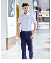 Men's Dress Shirts YILI803 Business Casual Solid Color Short Sleeved Shirt Non Ironing Comfortable Top