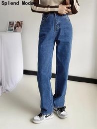 Women's Jeans Splend Moda Women Fashion Street Style Side Pockets Loose Denim Trousers Casual Zipper Harem Chic Low Waist Pants