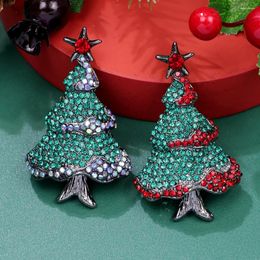 Brooches CINDY XIANG Rhinestone Vintage Christmas Tree Brooch Festivel Fashion Pin 2 Colors Available Winter Accessories High Quality