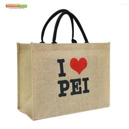 Shopping Bags 300pcs/lot Wholesale Custom Printed Reusable Foldable Heavy Jute Linen Grocery Tote Bag