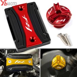 For YAMAHA FZ1 FAZER FZ 1 2006-2015 Motorcycle CNC Aluminium Front Brake Fluid Reservoir Tank Cover & Engine Oil Filler Cap