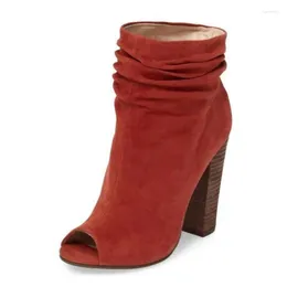 Boots SHOFOO Shoes Fashionable Women's High Heels Boots. About 11 Cm Heel Height. Peep Toe Mid Calf Size:34-46