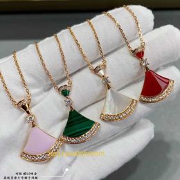 New Classic Fashion Bolgrey Pendant Necklaces 520 Gift Small Skirt Necklace Silver Fan Red Agate White Shell Collar Chain