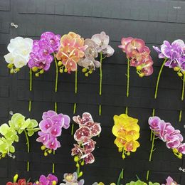 Decorative Flowers Artificial Plants 7 Heads Phalaenopsis Yellow Petunia Home Garden Decorate