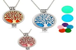 Locket Necklace Aromatherapy Necklace With Felt Pads Stainless Steel Jewelry Pattern Tree of Life Pendant Oils Essential Diffuser 9079130