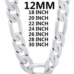 solid 925 Sterling Silver necklace for men classic 12MM Cuban chain 18-30 inches Charm high quality Fashion Jewellery wedding 220222 181v