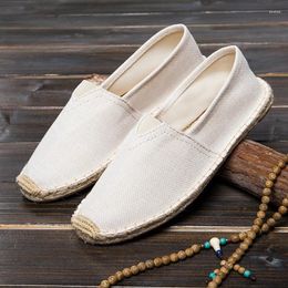 Casual Shoes Breathable Comfortable Thick Sole Linen Soft For The Elderly Light Personality Canvas Lazy A Slip-on Men
