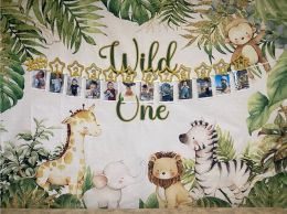 Wild One Forest Animal Party Tropical Jungle Safari Baby Birthday Photography Backdrops Newborn Baby Shower Photo Background