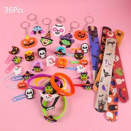 Halloween Toys 36 pieces Halloween theme party decoration pumpkin skull silicone key chain Flat noodles bracelet childrens WX5.2272453