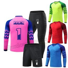 2023 Men Kid Football Goalkeeper Uniform Protective Sponge Long Sleeve Soccer Training Top Jersey Pants Custom 240523