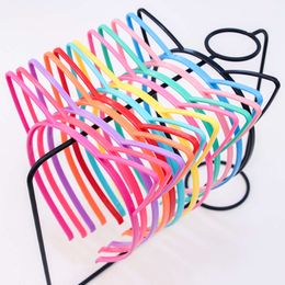 12PCS Girls Ear Headbands Candy Color Cat Ears Headband Plastic Teeth Hairbands Family Decoration Party Hair Accessories L2405