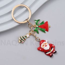 Cartoon Snowman Christmas Chain Bell Santa Claus Key Ring For Boys Girls Gift Car Bag Decoration Jewellery Set