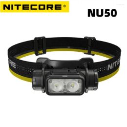 Torches NITECORE NU50 Headlamp Lightweight USB-C Rechargeable White Red Light Headlight Lantern Built-in Battery Outdoor Camping Qrlcm