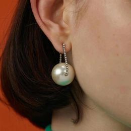 Stud Earrings French Pearl Silver Colour Ball Long Short Chain Tassel Earring For Women Girl Metal Vintage Fashion Chic Shiny Party Jewellery