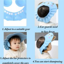 3PCS Kids Cap Baby Bath Accessories Adjustable Hair Wash Hat ForToddle Eye Ear Safe Protection Children Shower Head Cover