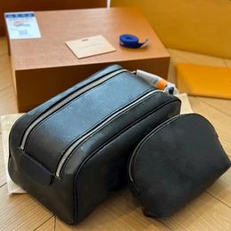 2pcs Designer Cosmetic Bag for Woman and Man White Rendering Fashion Black Luxury Classic Vintage Durable Portable Handbag Double Zippe 242b