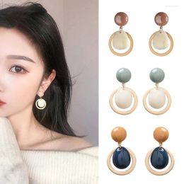 Stud Earrings Candy Color Cute Acrylic Round Button Water Fashion Simple Temperament