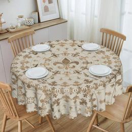 Table Cloth Round Oilproof Fleur De Lis Pastel Gold Cover Fleur-De-Lys Flower Tablecloth For Picnic 60 Inches