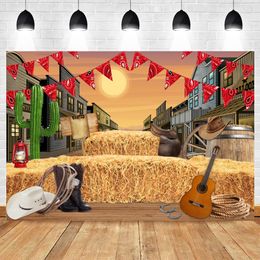 West Cowboy Boy Girl Birthday Party Decor Backdrop Baby Shower Autumn Farm Barn Horse Photography Background Photo Photographic