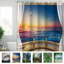 Shower Curtains Bathroom Curtain Nature Partition Waterproof Polyester Cloth Door