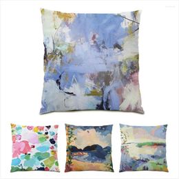Pillow Abstract Cover Covers 45x45 Polyester Linen Decoration Home Decor Velvet Oil Painting Colourful Pillowcase E0152