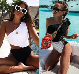 One Piece Swimsuit 2019 Sexy Cross Back Swimwear Women Swimsuit Vintage Retro Bathing Suits Beach Wear Swim Print Monokini SXL5419462