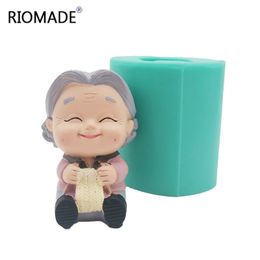 3D Grandpa Grandma Longevity Elderly Silicone Candle Moulds Resin Cake Decorating Tools Plaster Epoxy Model Birthday Mould