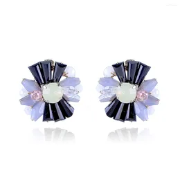 Stud Earrings Trendy Crystal For Women And Girls Handmade Beaded Statement Party Prom Jewelry White Black Color Bijoux
