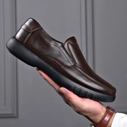 Mens Leather Shoes 2024 Casual Slip on Formal Dress Loafers Breathable Soft Flats for Male Non Driving Office Work 240518