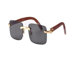 2020 Fashion Buffalo Horn Man039s Retro Wood Sunglasses Mens and Womens Black Brown Transparent Lens Frameless Sports Attitude 4399022