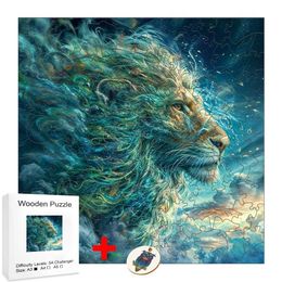 Puzzles Lion Educational Toys for Children Wooden Puzzle Learning Education Brain Teaser Parent Child Interaction Games Jigsaw Puzzles Y240524