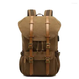 Backpack Laptop With USB Charging Port Travel Canvas Backpacks For Men And Women College School Bookbag Vintage Computer Bagpack