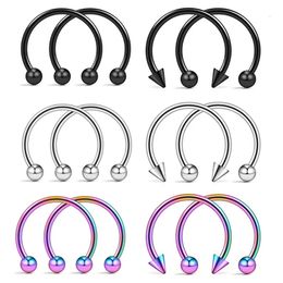 WKOUD 2Pcs Cone Spike Horseshoe Circular Septum Nose Ring Steel Nipple Hoops Eyebrow Ear Piercing Body Jewelry 240523