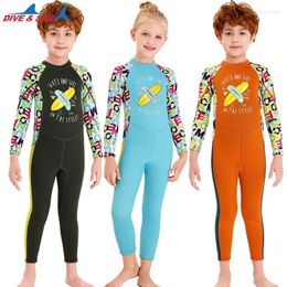 Women's Swimwear 2.5mm Warm Swimsuit One-Piece Wetsuit Long Sleeve Boys Girls Snorkelling Surfing Diving Swimming Suit Jellyfish