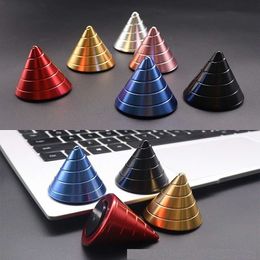 30MM Adult Desktop Stress Relief Metal Aluminum Alloy Decompression Hypnosis Rotary Gyro Fingertip Toy Kinetic Cone Spinner Gift