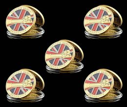5pcs Military Craft Great WarDay UK Airborne Normandy Landing Pegasus 1oz Gold Plated Challenge Coin3875988
