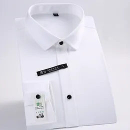 Men's Dress Shirts Anti-Wrinkle Mens Long Sleeve For Slim Fit Camisa Social Business Blouse White Office Shirt S-4XL