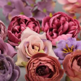Decorative Flowers 44Pcs Artificial Silk Flower Heads Plum Peony Rose Combo Set In Bulk Mixed Size For DIY Crafts Floral Wall Party Garland