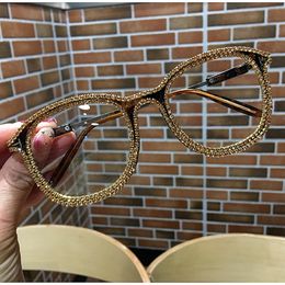 Gold rhinestone cat eye Sunglasses for Women Brand Designer Shades Sun Glasses Men Vintage Metal Clear Eyewear UV400 Sunglass 239O