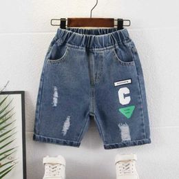Shorts Kids Boys Jeans Shorts Pants New Fashion Childrens Clothing Toddler Baby Knee Length Denim Pants Summer Childrens Shorts 7-12y Y240524