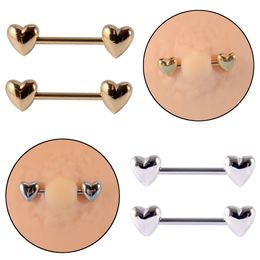 Pair 361L Steel Nipple Barbell Ring Love Heart Shape Shield 14G Tongue Piercing Body Jewellery 240523
